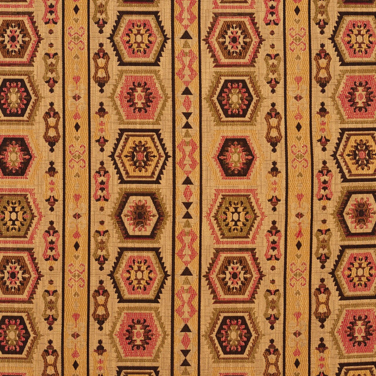 Tiki Santa Fe - Coral & Peach,Gold & Yellow Abstract & Geometric,Global,Southwestern Upholstery Fabric 54 Inches"